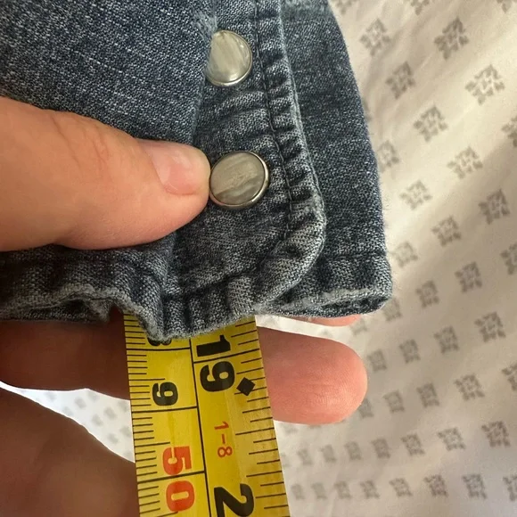 J. Crew Denim Chambray Button Down Shirt with Pearl Snaps - Picture 9 of 13